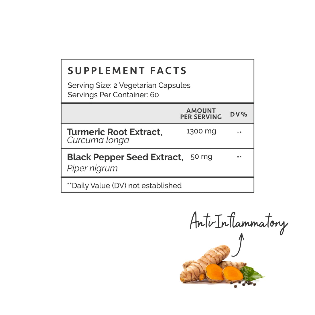 Natural Turmeric Black Pepper Supplement Facts